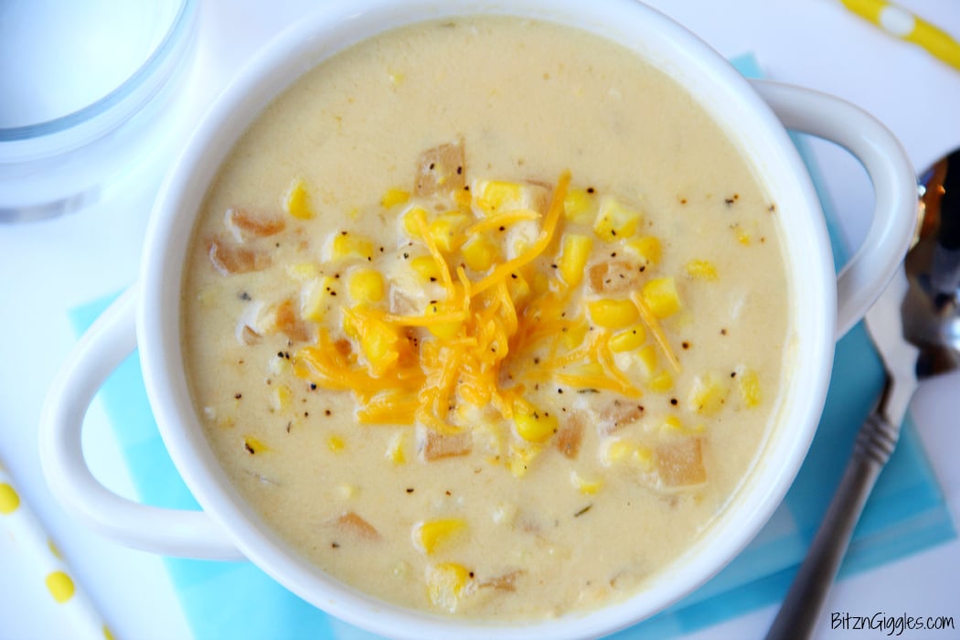 10 Minute Corn Chowder - A delicious, creamy chowder with simple ingredients that comes together in a matter of minutes!