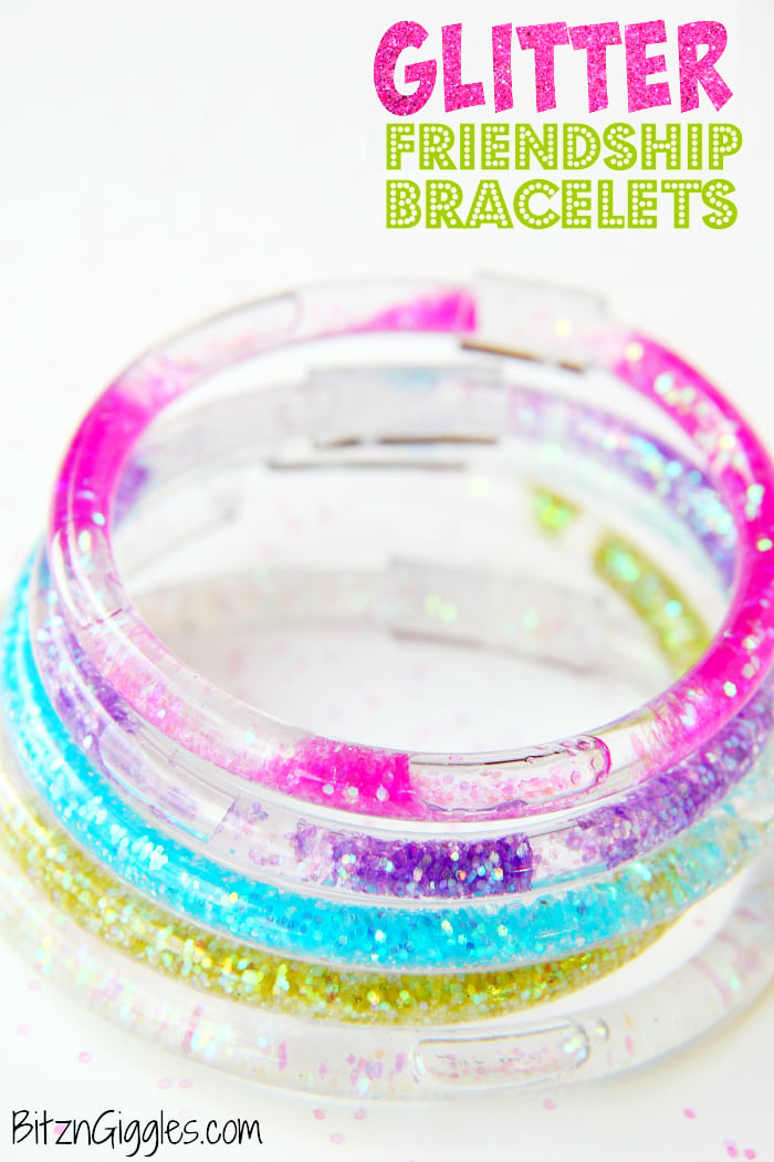 Glitter Friendship Bracelets - A full step-by-step tutorial for making your own colorful, glittery, water-filled bracelets that we all loved from the 80's!