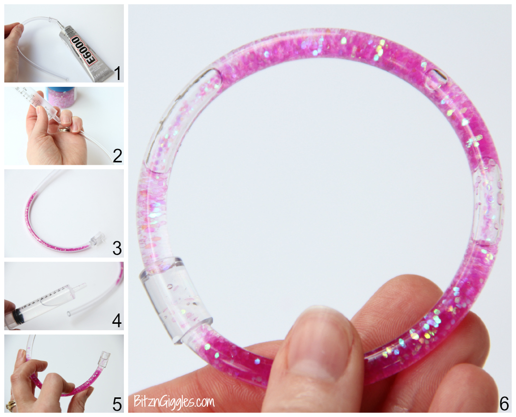 Glitter Friendship Bracelets - A full step-by-step tutorial for making your own colorful, glittery, water-filled bracelets that we all loved from the 80's!