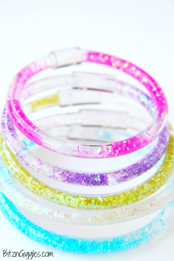 Glitter Friendship Bracelets - A full step-by-step tutorial for making your own colorful, glittery, water-filled bracelets that we all loved from the 80's!