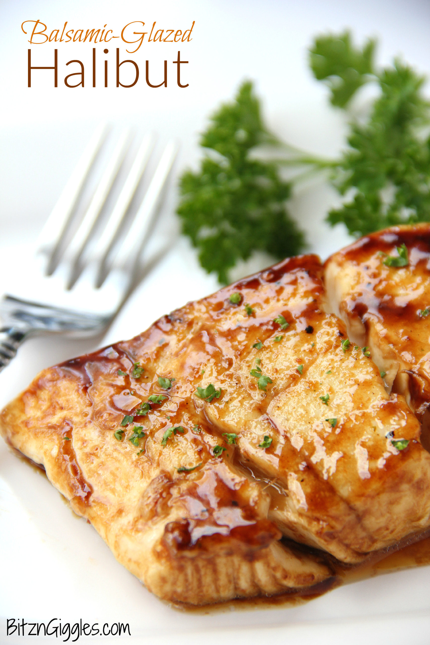 Balsamic Glazed Halibut - A flavorful brown sugar and balsamic glaze coats this light and flaky fish.