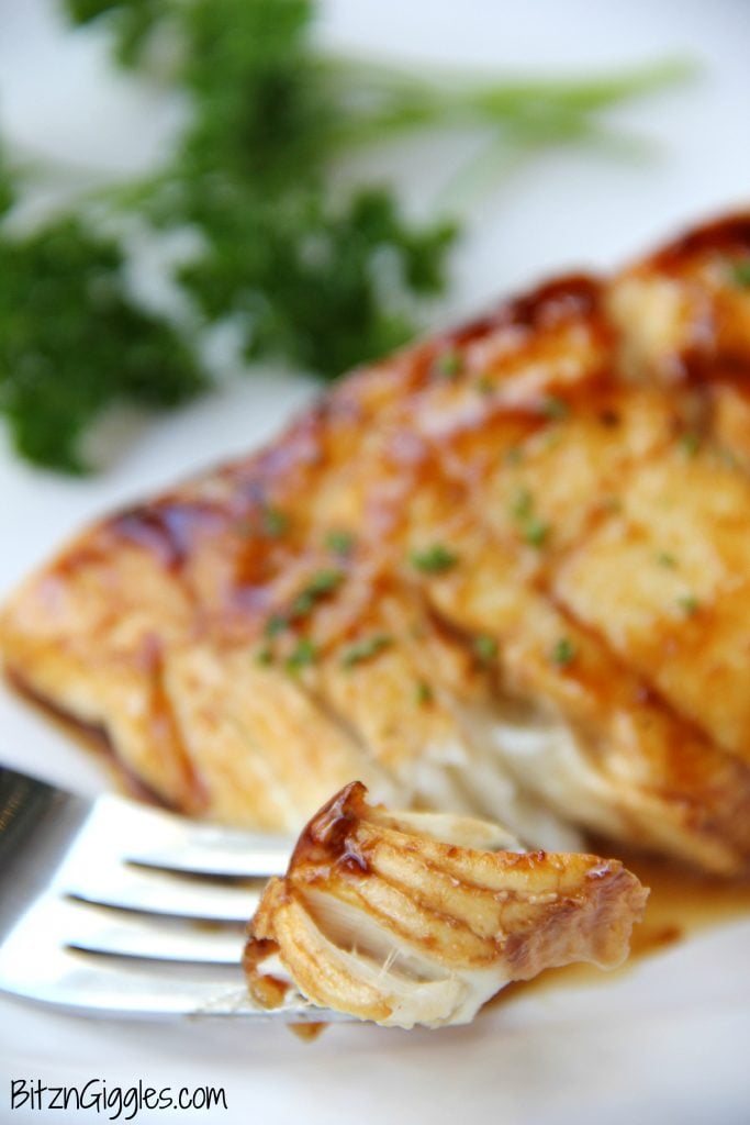 Balsamic Glazed Halibut - A flavorful brown sugar and balsamic glaze coats this light and flaky fish.