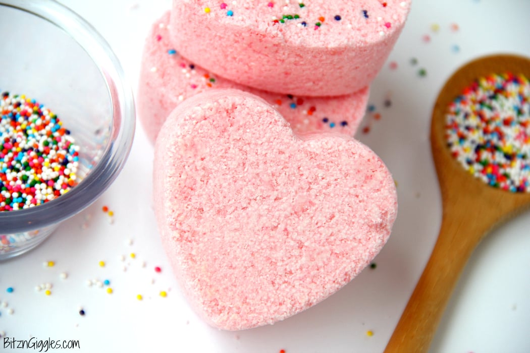 Rainbow Sprinkle Bath Bombs - Watch the rainbow appear when these bath bombs hit the water and start to fizz! They smell great, they're fun to make and they're soothing to the skin!