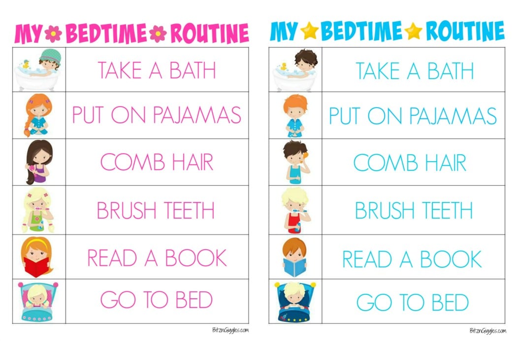 Printable Bedtime Routine Charts Bitz Giggles