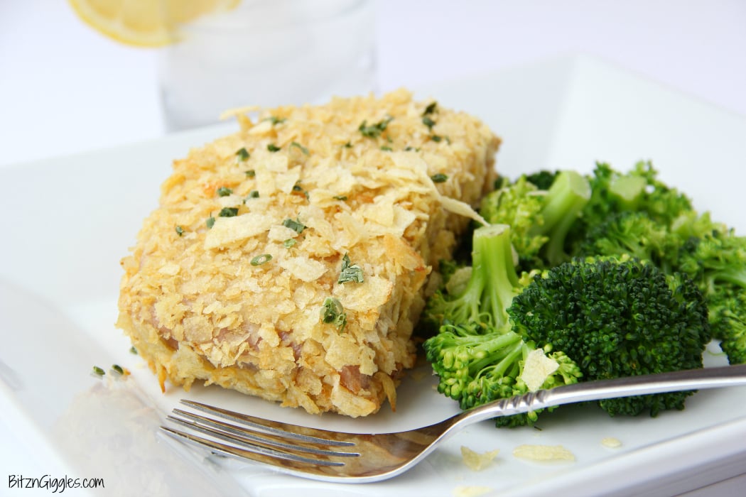 Potato Chip Pork Chops - Seasoned pork chops dredged in buttermilk with a crunchy and delicious potato chip crust!