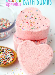Rainbow Sprinkle Bath Bombs - Watch the rainbow appear when these bath bombs hit the water and start to fizz! They smell great, they're fun to make and they're soothing to the skin!