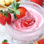 Strawberry Shortcake Dip - This dip comes together in minutes! Swirl in your favorite strawberry jam, cut up some fruit and cake and start dipping!