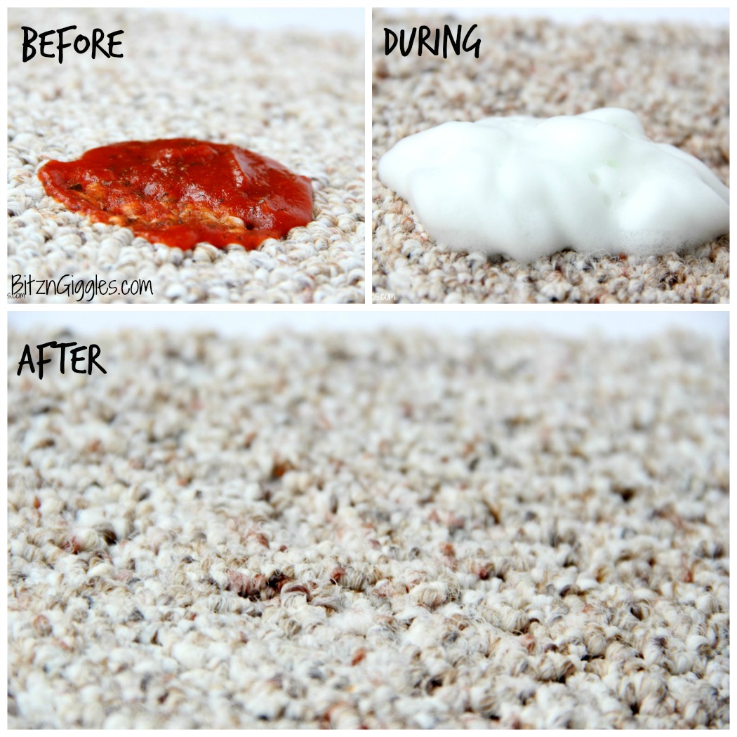 Miracle Carpet Cleaner - A homemade 4-Ingredient carpet cleaner that can get out the toughest of stains! Watch it in action by clicking through to the post!