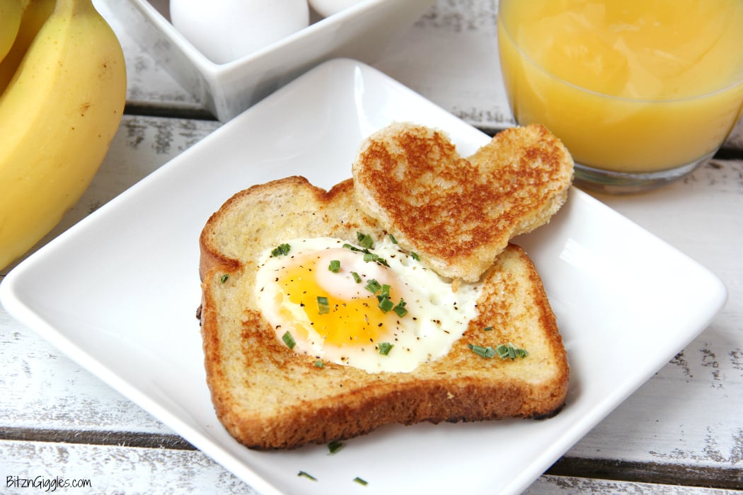 Easy Egg in a Hole - Such a fun way to enjoy eggs and toast! Make it extra special by using a heart-shaped cookie cutter!