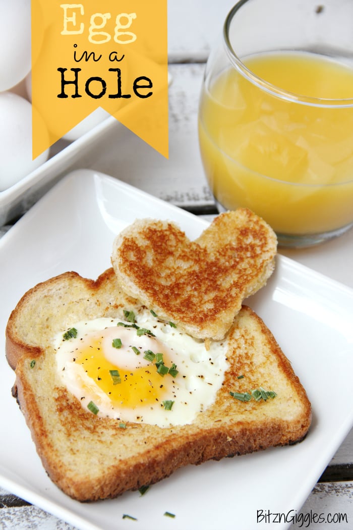 Easy Egg in a Hole - Such a fun way to enjoy eggs and toast! Make it extra special by using a heart-shaped cookie cutter!