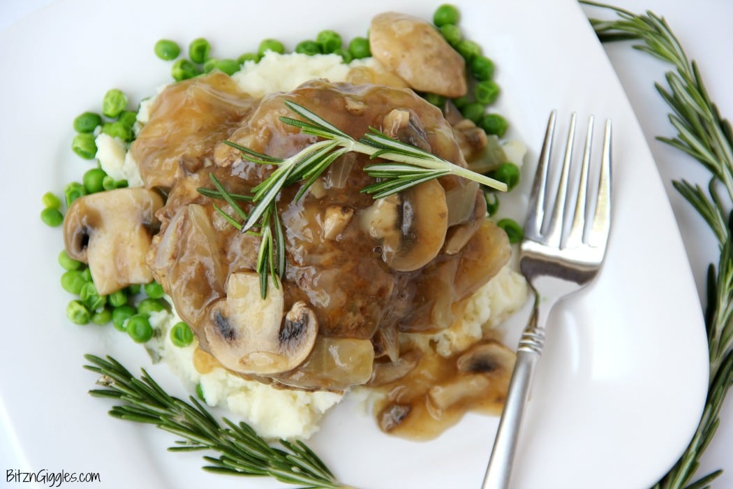 Easy Salisbury Steak with Mushroom Gravy - This homemade salisbury steak incorporates mushrooms and onions right into the beef patties!