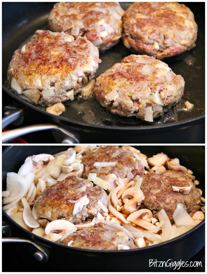 Easy Salisbury Steak with Mushroom Gravy - This homemade salisbury steak incorporates mushrooms and onions right into the beef patties!