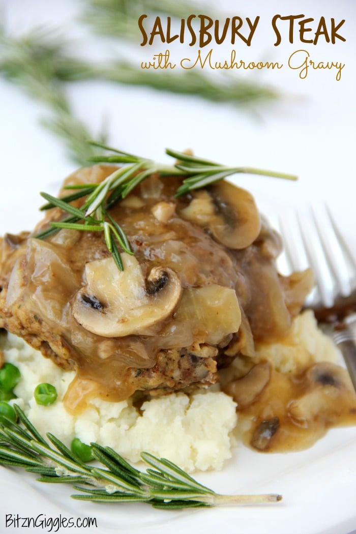 Easy Salisbury Steak with Mushroom Gravy - This homemade salisbury steak incorporates mushrooms and onions right into the beef patties!