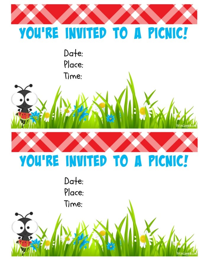 Free Printable Picnic Invite - Surprise your kids with a picnic at a favorite park or right in your backyard. A perfect idea for families looking for more quality time together!