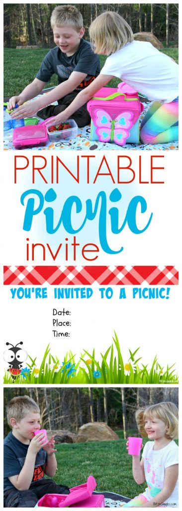 Free Printable Picnic Invite - Surprise your kids with a picnic at a favorite park or right in your backyard. A perfect idea for families looking for more quality time together!