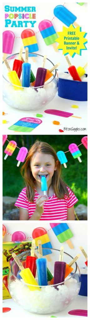 Summer Popsicle Party With FREE Printables! What a cute idea and party theme for the summer! Post includes printable invite and banner!