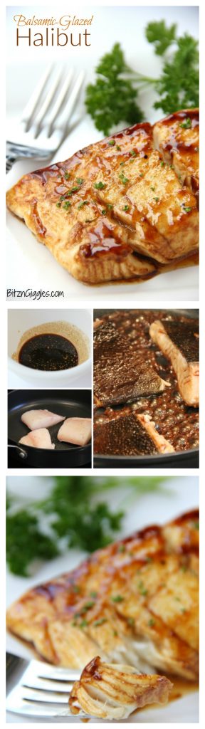 Balsamic Glazed Halibut - A flavorful brown sugar and balsamic glaze coats this light and flaky fish.