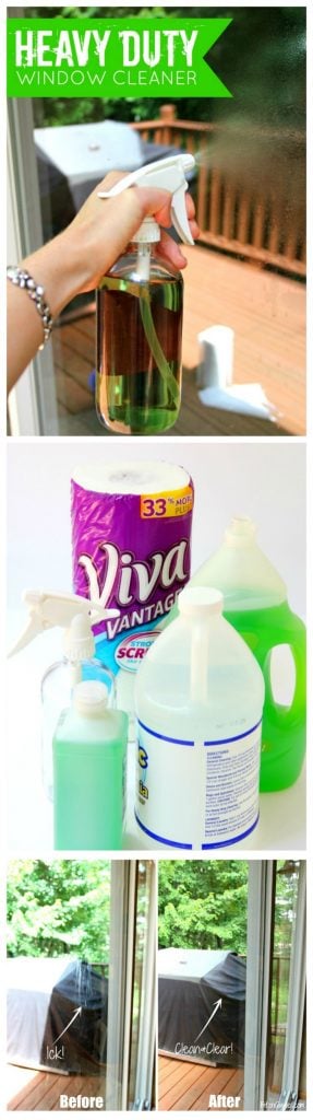 Heavy Duty Homemade Window Cleaner - a 3-ingredient window cleaner perfect for dirty outdoor windows and glass surfaces!