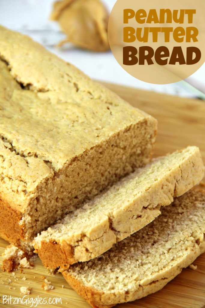 Peanut Butter Bread - Only 6 ingredients and so easy and quick to bake! Goes great with grape jelly, chocolate spread or just plain old peanut butter!