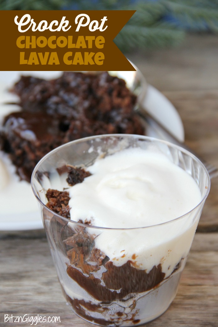 Crock Pot Chocolate Lava Cake - Warm, gooey chocolate cake made right in your crock pot with a thick fudge sauce to spoon over the top!