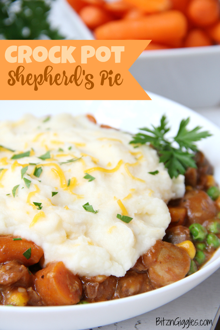 Crock Pot Shepherd's Pie - Homey and comforting, loaded with satisfying chunks of beef and veggies in a thick, rich gravy.