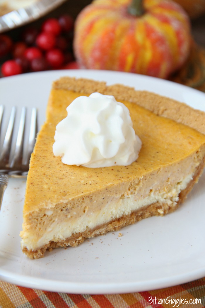 Cheesecake Pumpkin Pie - Quick and easy pumpkin pie with a creamy and delicious cheesecake layer!