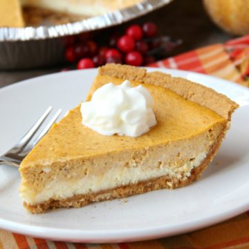 Cheesecake Pumpkin Pie - Quick and easy pumpkin pie with a creamy and delicious cheesecake layer!