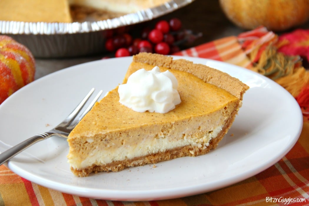 Cheesecake Pumpkin Pie - Quick and easy pumpkin pie with a creamy and delicious cheesecake layer!