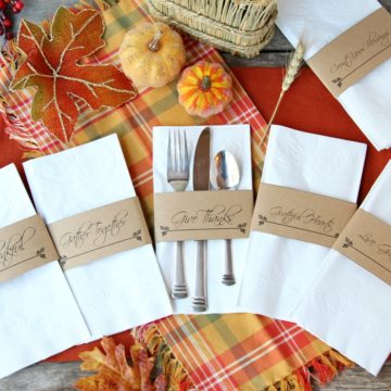 Printable Thanksgiving Napkin Holders - A simple and elegant way to dress up your table for Thanksgiving! Choose from six different designs or use them all!
