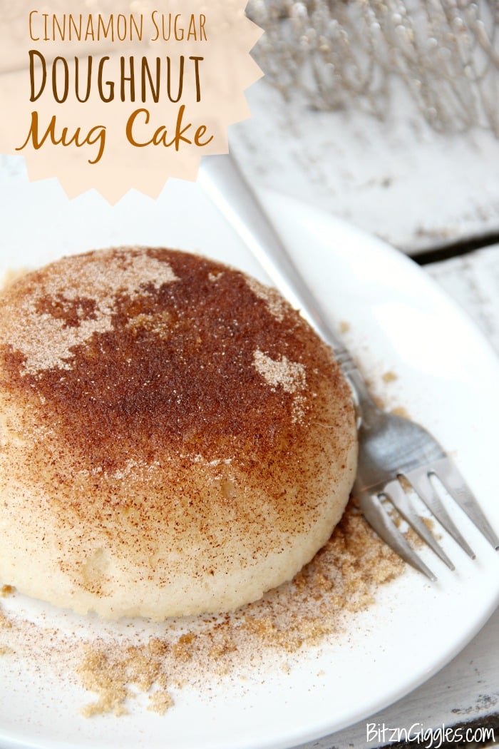 Cinnamon Sugar Doughnut Mug Cake - This delicious mug cake literally takes about 60 seconds to make in the microwave. It tastes just like a cinnamon sugar doughnut!