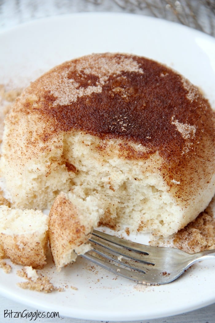 Cinnamon Sugar Doughnut Mug Cake - This delicious mug cake literally takes about 60 seconds to make in the microwave. It tastes just like a cinnamon sugar doughnut!