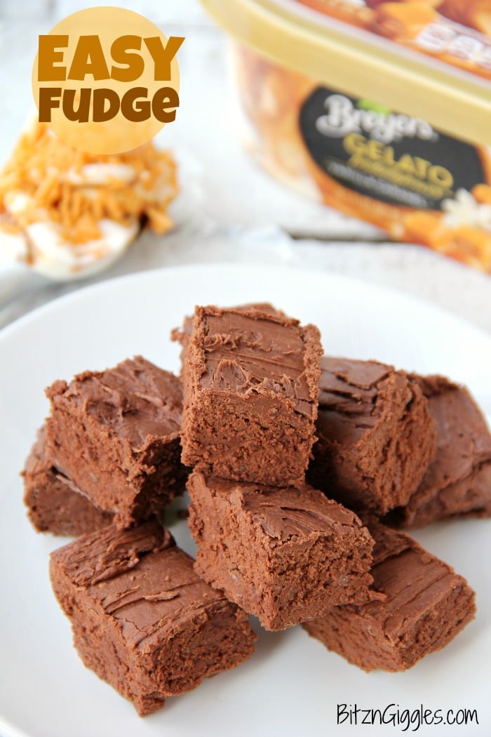 Easy Fudge Recipe - Two ingredient creamy fudge made with chocolate chips and your favorite gelato or ice cream!