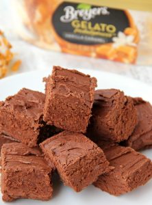 Easy Fudge Recipe - Two ingredient creamy fudge made with chocolate chips and your favorite gelato or ice cream!