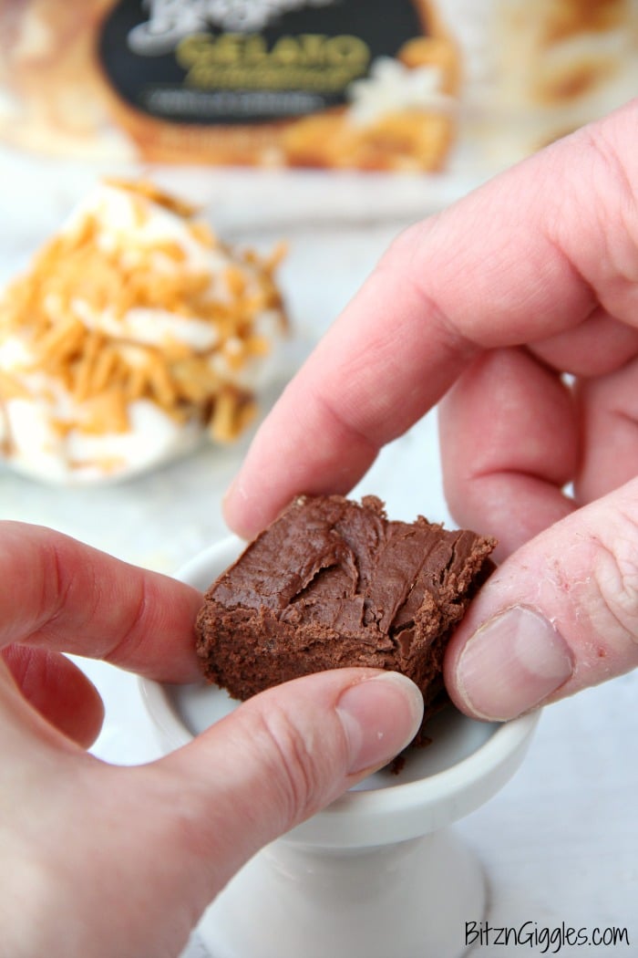 Easy Fudge Recipe - Two ingredient creamy fudge made with chocolate chips and your favorite gelato or ice cream!