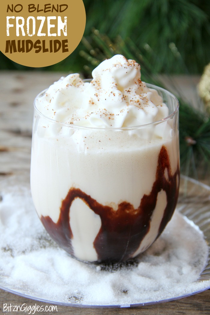 No Blend Frozen Mudslide - A decadent combination of rich chocolate and creamy vanilla! A delicious ice cream drink for adults - no blender required!