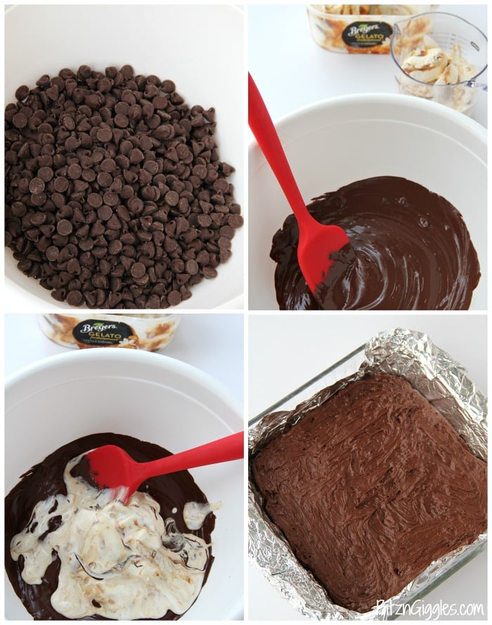 Easy Fudge Recipe - Two ingredient creamy fudge made with chocolate chips and your favorite gelato or ice cream!