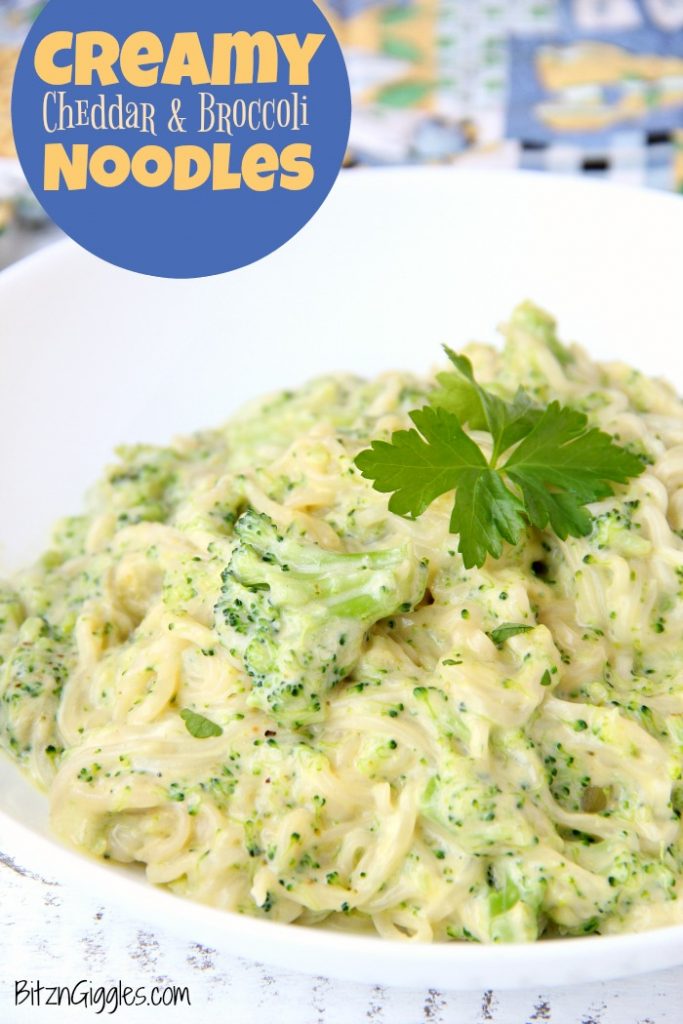 Creamy Cheddar and Broccoli Noodles - A deliciously creamy pasta side dish the whole family will love!