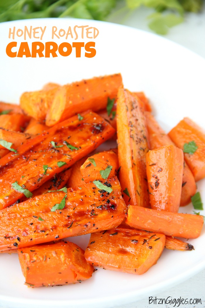 Honey Roasted Carrots - sweet and flavorful carrots roasted to perfection! Such a delicious side to any meal!