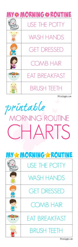 Printable Morning Routine Charts - Bitz & Giggles