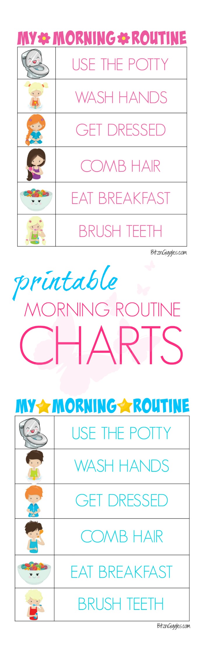 Printable Morning Routine Charts Bitz Giggles