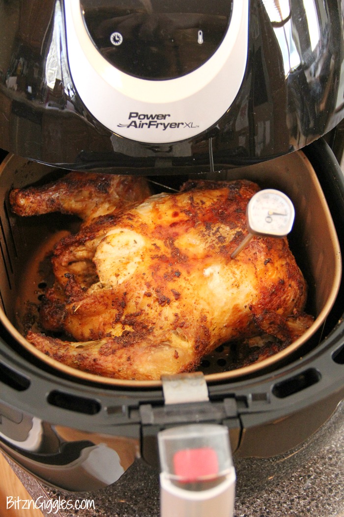 Air Fryer Roast Chicken - Deliciously moist chicken that's flavorful and crispy on the outside! So easy to make in your air fryer in no time at all!