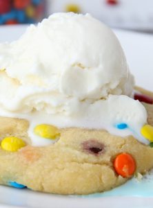 M&M Microwave Cookie - A soft, warm and delicious cookie you can make right in the microwave in less than 2 minutes!! Perfectly portioned for one or two!