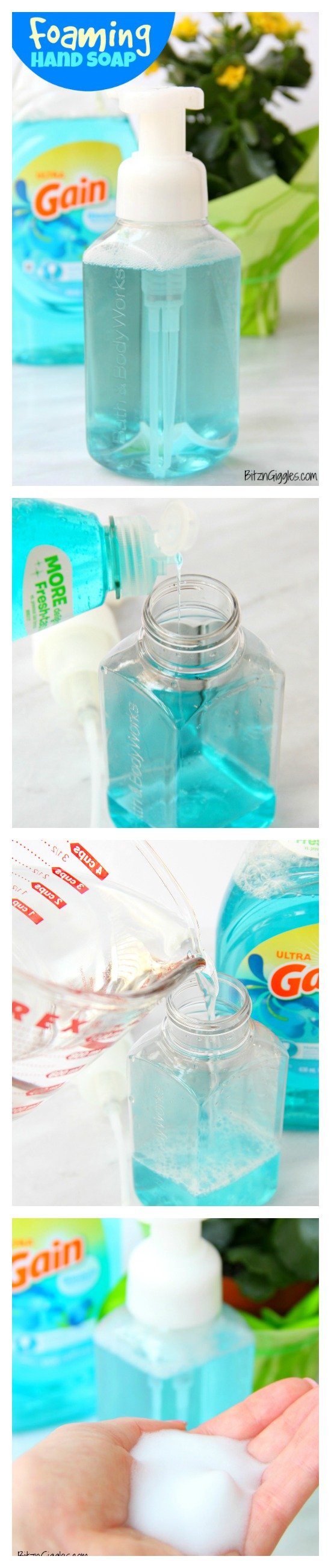 DIY Foaming Hand Soap - a two-ingredient foaming hand soap recipe you can make yourself. This will save you a ton of money!