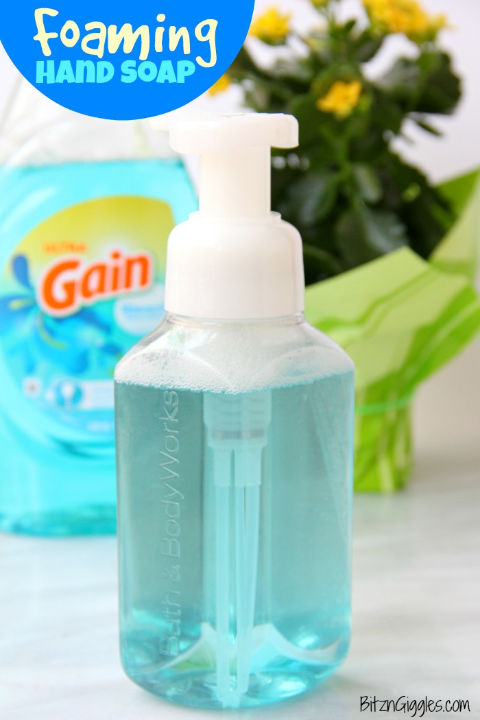 DIY Foaming Hand Soap - a two-ingredient foaming hand soap recipe you can make yourself. This will save you a ton of money! 