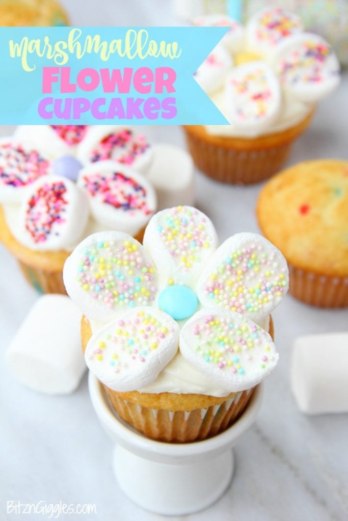 Marshmallow Flower Cupcakes - Bitz & Giggles