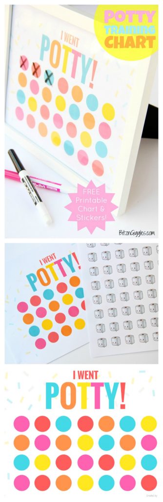 Printable Potty Training Chart - FREE, printable potty training chart! Use stickers, or frame and use a dry erase marker to mark off success. Child earns a reward when the chart is filled!