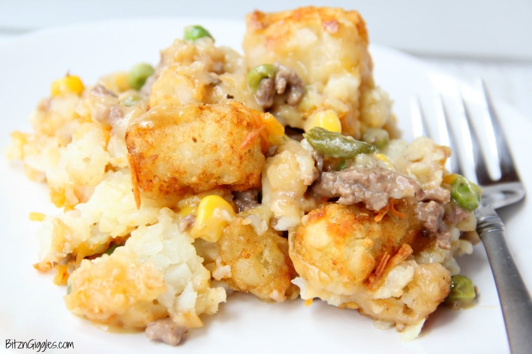 Tater Tot Casserole - A classic casserole that's both delicious and family-friendly! Comes together quickly with a few staple ingredients!