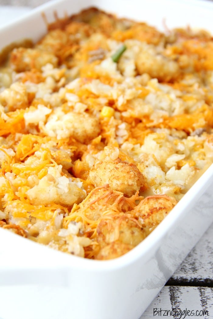 Tater Tot Casserole - A classic casserole that's both delicious and family-friendly! Comes together quickly with a few staple ingredients!