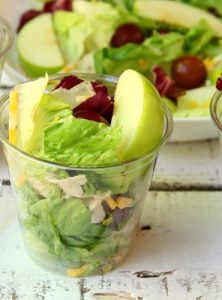 Harvest Salad to Go - A delicious combination of granny smith apples, grapes, cheese, bacon bits and more make this a perfect addition to any party menu! Serve in cups for easy and convenient eating!