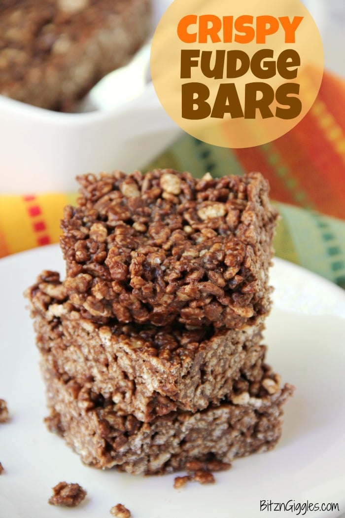 Crispy Fudge Bars - Six ingredient crispy, chocolaty bars easy enough for even the kiddos to make! 